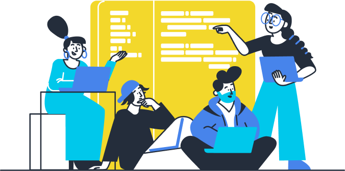 Illustrazione di ragazzi che lavorano insieme